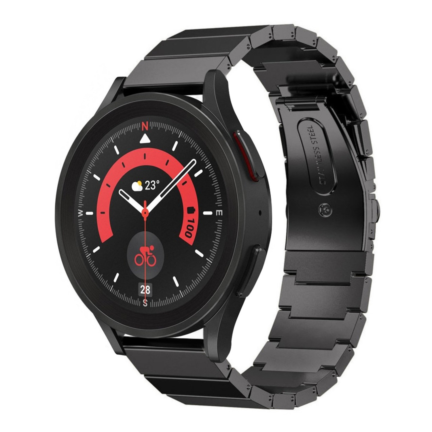Strap it Strap it Bracelet m tal Samsung Galaxy Watch 5 Pro noir