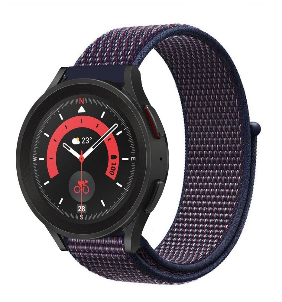 Strap-it Strap-it Bracelet nylon Samsung Galaxy Watch 5 Pro (violet/bleu) Strap-it Strap-it Bracelet nylon Samsung Galaxy Watch 5 Pro (violet/bleu)