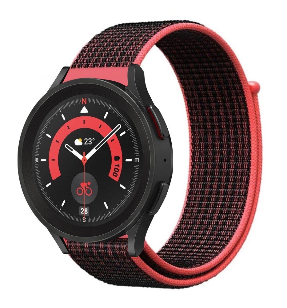 Strap-it Strap-it Bracelet nylon Samsung Galaxy Watch 5 Pro (noir/rouge)