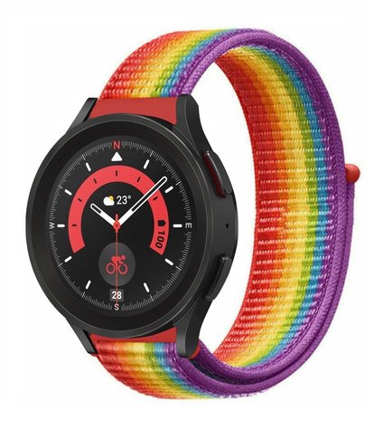 Strap-it Strap-it Bracelet nylon Samsung Galaxy Watch 5 Pro (arc-en-ciel)