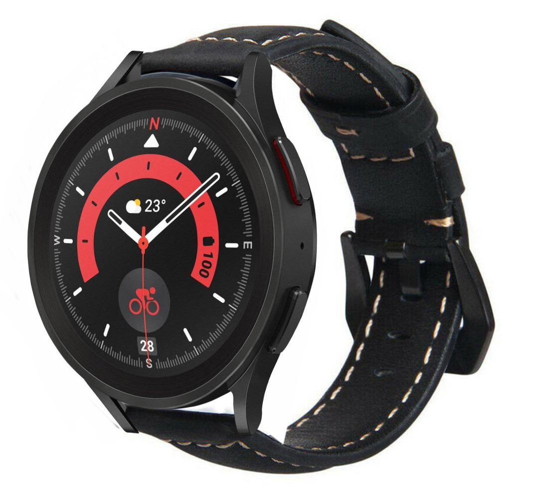 Strap-it Strap-it Bracelet cuir Samsung Galaxy Watch 5 Pro (noir) Strap-it Strap-it Bracelet cuir Samsung Galaxy Watch 5 Pro (noir)