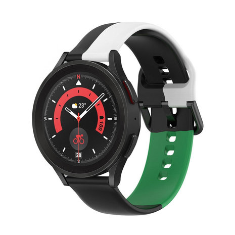 Strap-it Strap-it Bracelet sport triple Samsung Galaxy Watch 5 Pro (noir-blanc-vert)