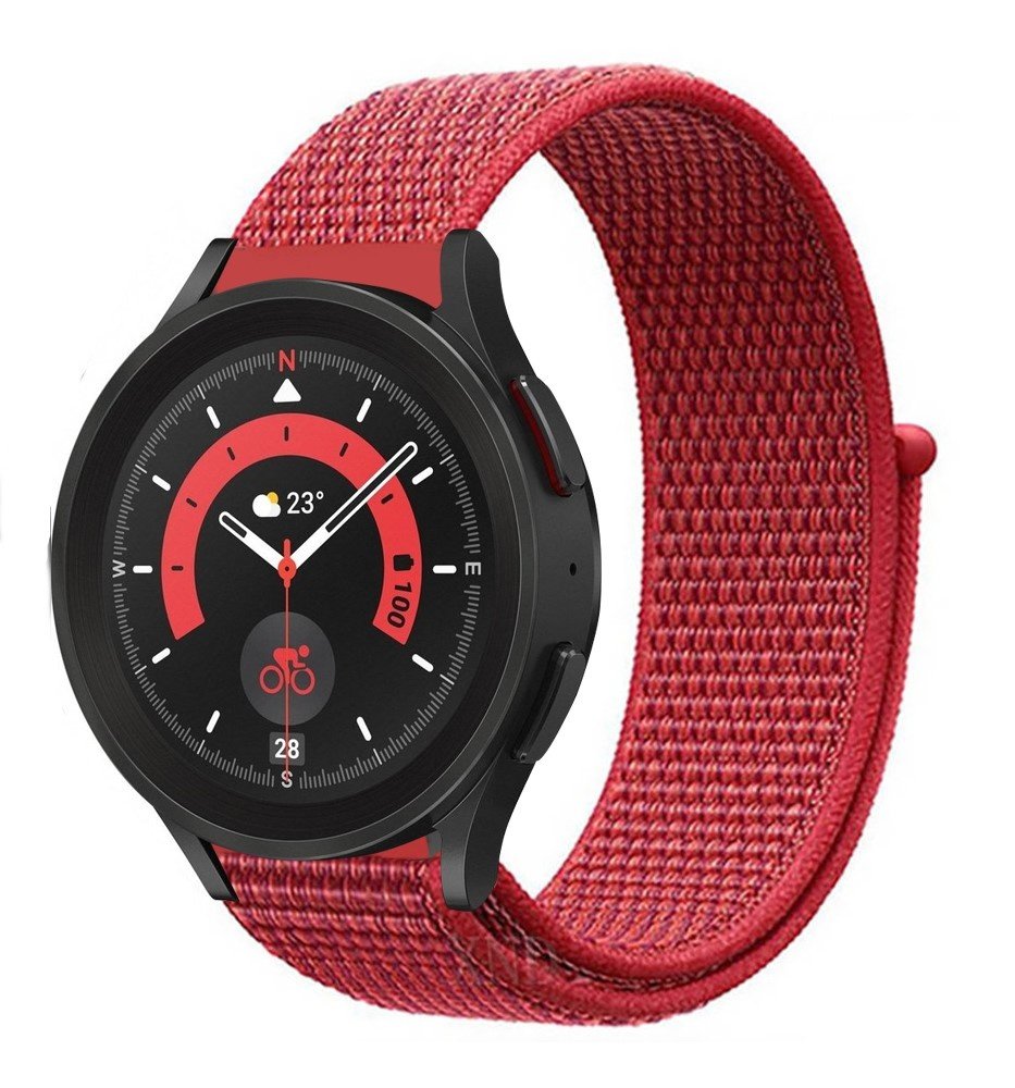 Strap-it Strap-it Bracelet nylon Samsung Galaxy Watch 5 Pro (rouge) Strap-it Strap-it Bracelet nylon Samsung Galaxy Watch 5 Pro (rouge)