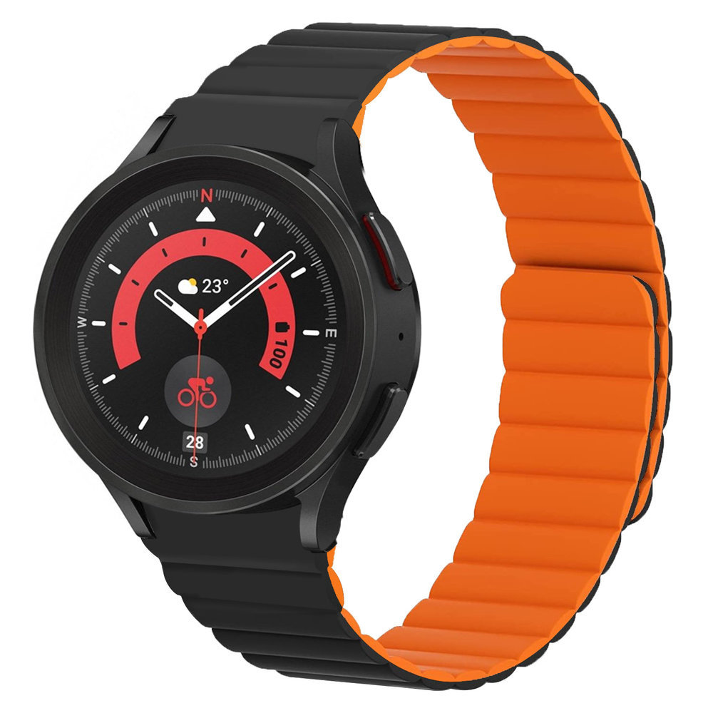 Strap-it Strap-it Bracelet silicone magnétique Galaxy Watch 5 Pro (noir/orange)