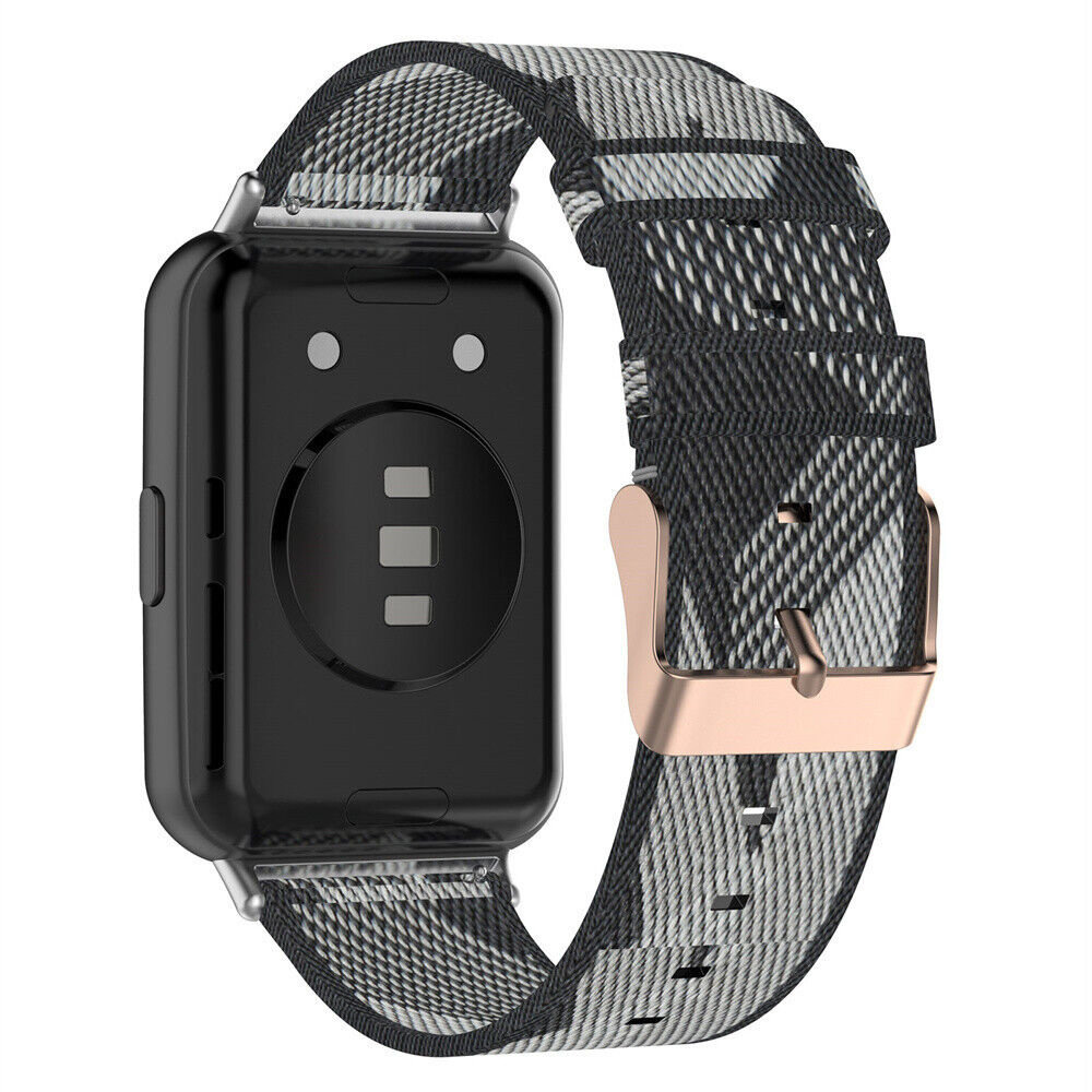Strap-it Strap-it Bracelet nylon boucle Huawei Watch Fit 2 (noir/gris)