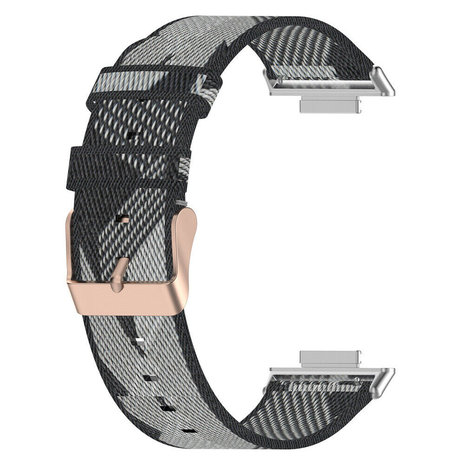 Strap-it Strap-it Bracelet nylon boucle Huawei Watch Fit 2 (noir/gris)