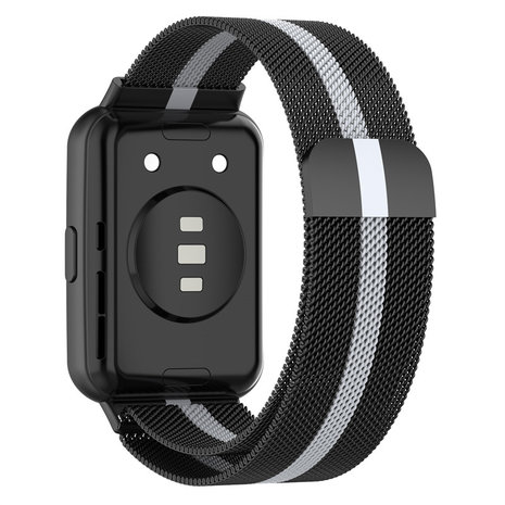 Strap-it Strap-it Bracelet Milanais Huawei Watch Fit 2 (noir/argent) Strap-it Strap-it Bracelet Milanais Huawei Watch Fit 2 (noir/argent)