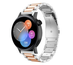 Strap-it Bracelet acier Huawei Watch GT 3 42mm (argent/or rose)
