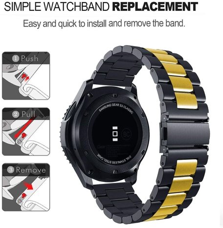 Strap-it Strap-it Bracelet acier Xiaomi Amazfit GTR (noir/or)