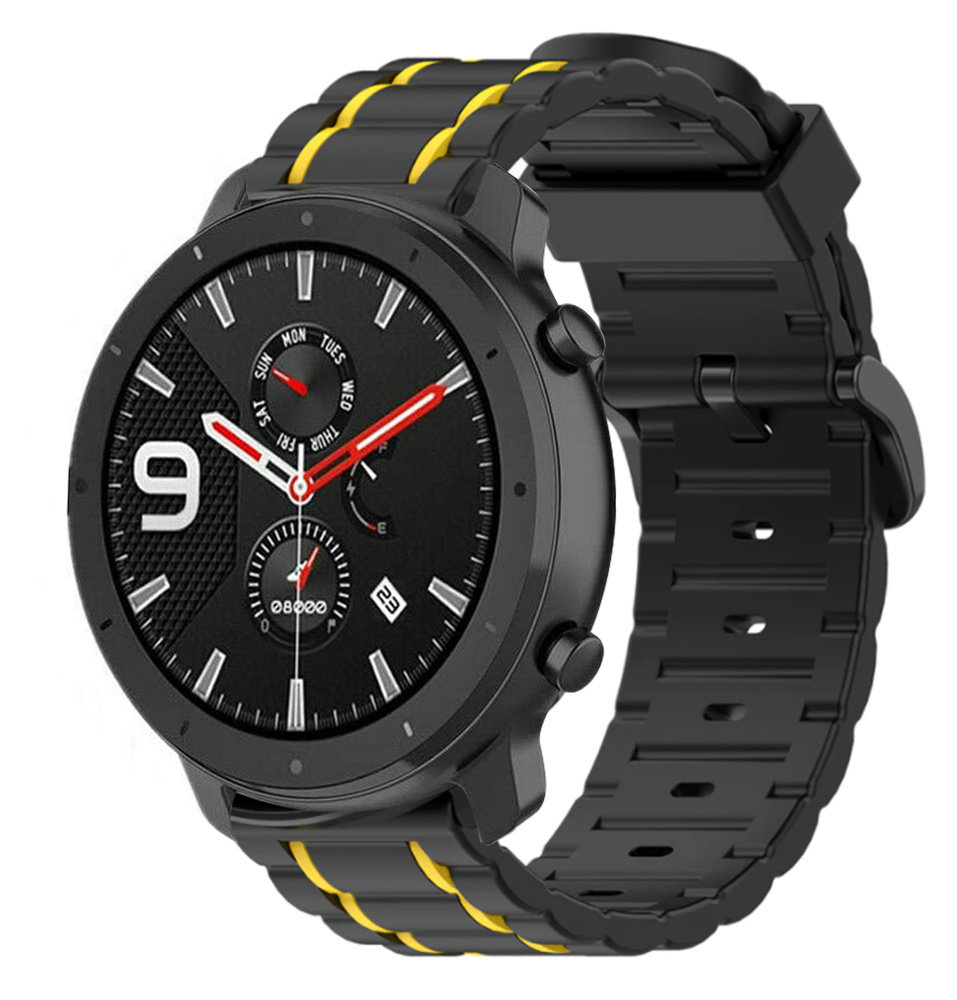 Strap-it Strap-it Bracelet sport boucle Xiaomi Amazfit GTR (noir/jaune) Strap-it Strap-it Bracelet sport boucle Xiaomi Amazfit GTR (noir/jaune)