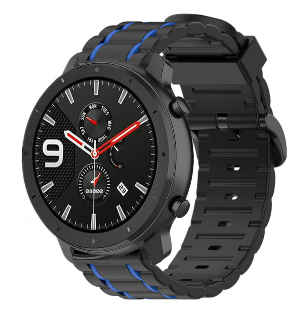 Strap-it Strap-it Bracelet sport boucle Xiaomi Amazfit GTR (noir/bleu)