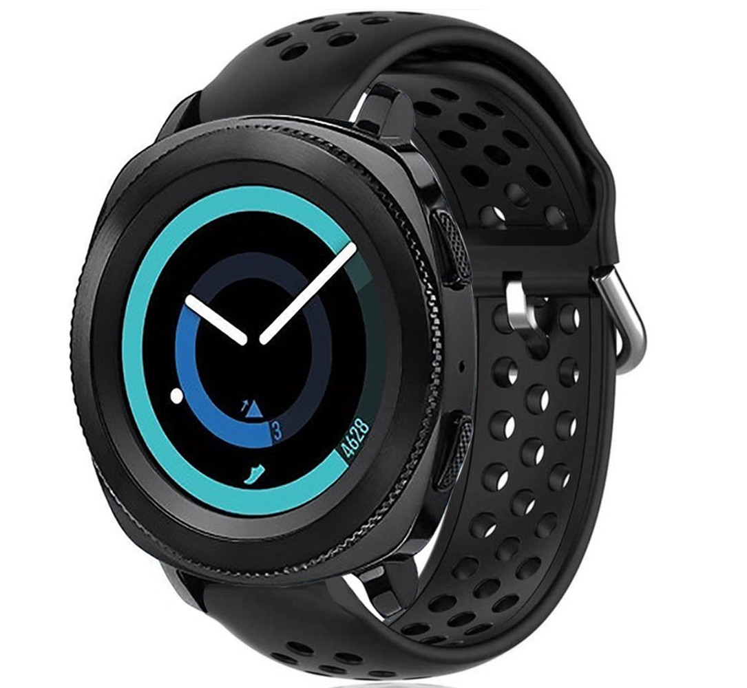 Strap-it Strap-it Bracelet silicone avec trous Samsung Gear Sport (noir)