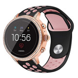 Strap-it Bracelet sport Fossil Gen 5e - 42mm (noir/rose)