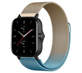 Strap-it Bracelet milanais Amazfit GTS 2 (bleu/or)