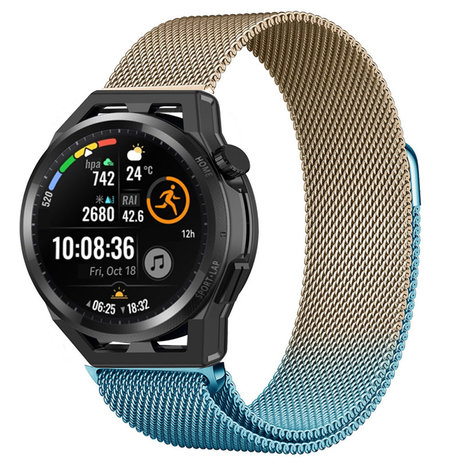 Strap-it Strap-it Bracelet milanais Huawei Watch GT Runner (bleu/or)
