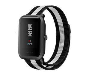 Strap-it Bracelet milanais Xiaomi Amazfit Bip (noir/blanc)