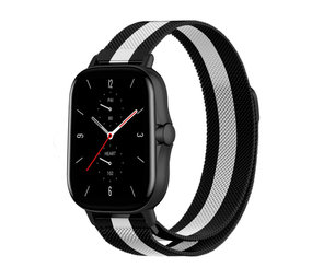 Strap-it Bracelet milanais Amazfit GTS 2 (noir/blanc)