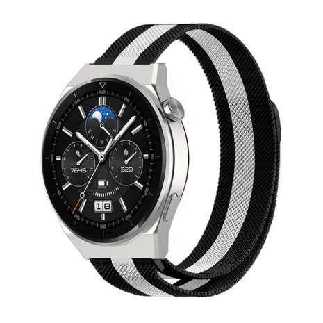 Strap-it Strap-it Bracelet milanais Huawei Watch GT 3 Pro 46mm (noir/blanc)