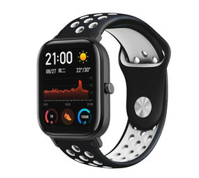 Strap-it Bracelet sport Xiaomi Amazfit GTS (noir/blanc) Strap-it Bracelet sport Xiaomi Amazfit GTS (noir/blanc)