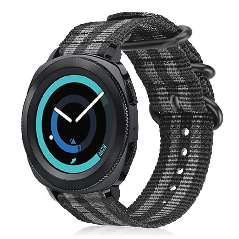 Strap-it Strap-it Bracelet nylon boucle Samsung Gear Sport (noir/gris)