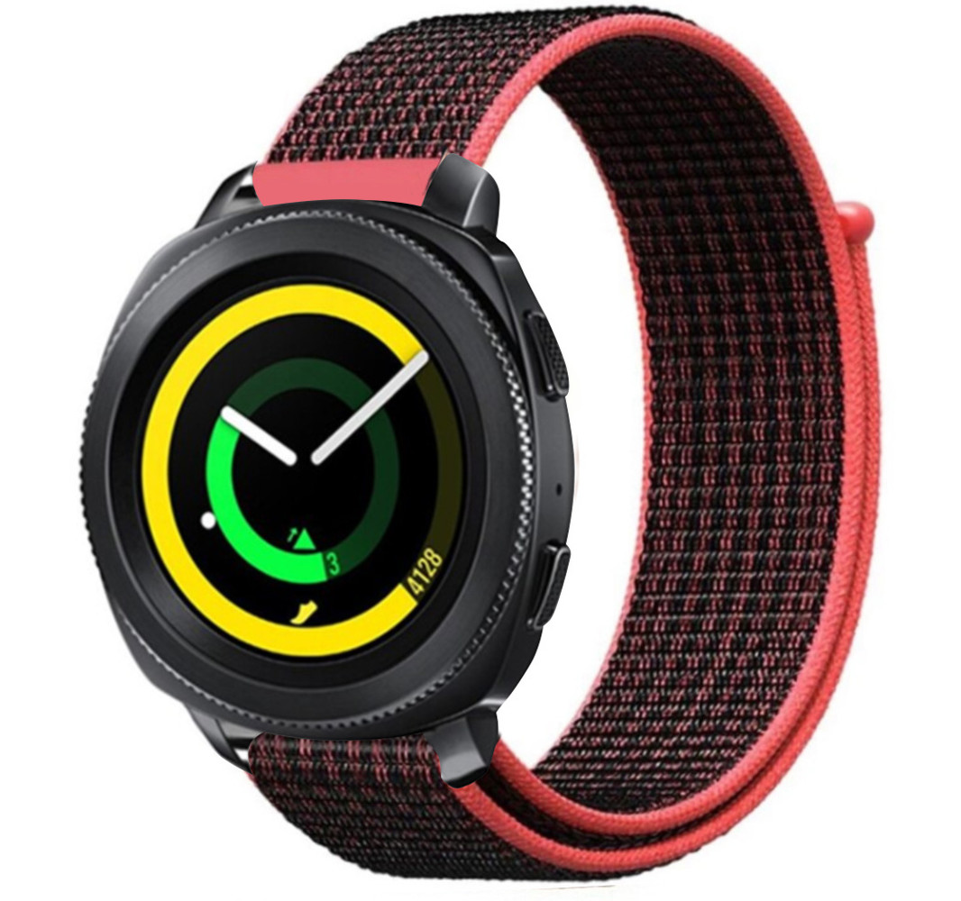 Strap-it Strap-it Bracelet nylon Samsung Gear Sport (noir/rouge) Strap-it Strap-it Bracelet nylon Samsung Gear Sport (noir/rouge)