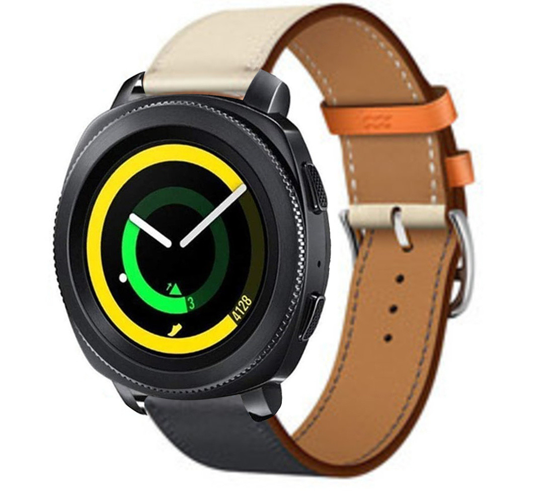 Strap-it Strap-it Bracelet cuir Samsung Gear Sport (blanc/bleu foncé)