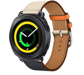 Strap-it Bracelet cuir Samsung Gear Sport (blanc/bleu foncé) Strap-it Bracelet cuir Samsung Gear Sport (blanc/bleu foncé)