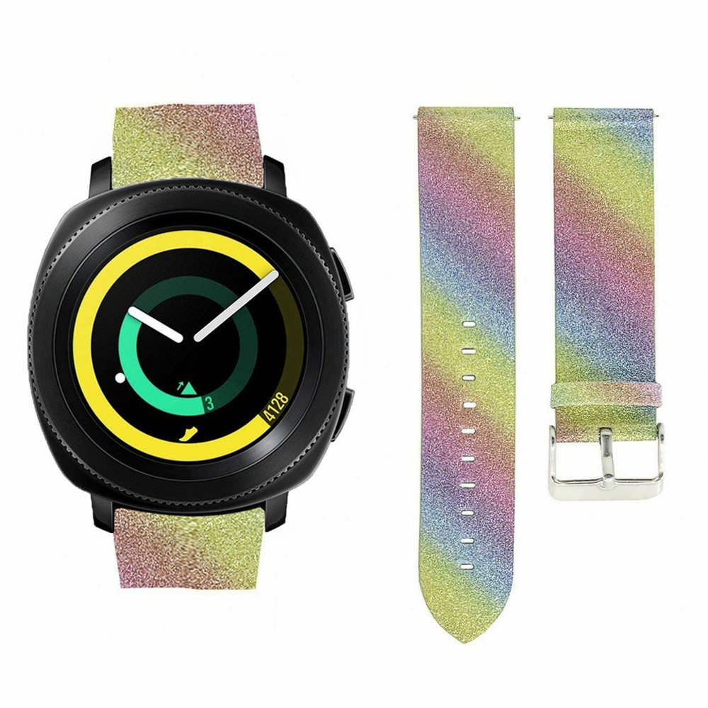 Strap-it Strap-it Bracelet cuir pailleté Samsung Gear Sport (arc-en-ciel)
