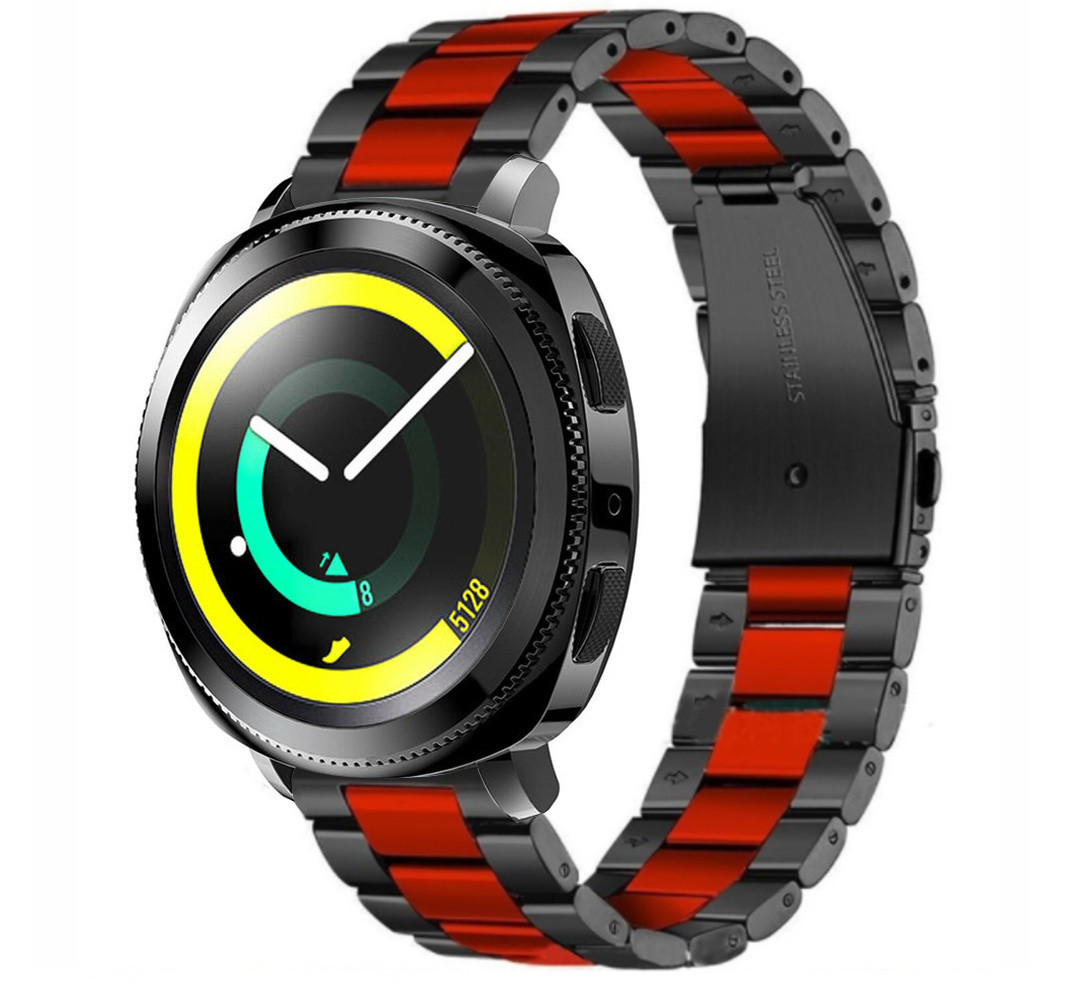 Strap-it Strap-it Bracelet acier Samsung Gear Sport (noir/rouge)