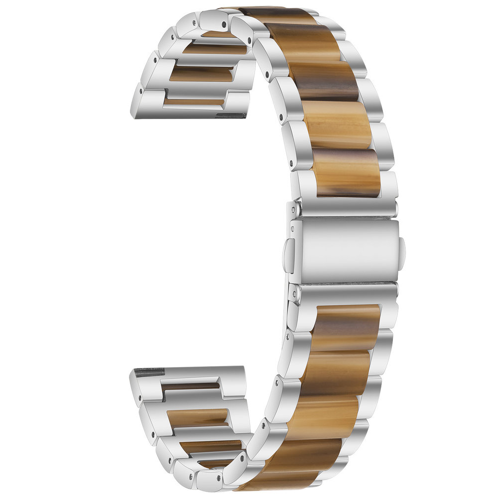 Strap-it Strap-it Bracelet acier résine Samsung Gear Sport (argent/marron) Strap-it Strap-it Bracelet acier résine Samsung Gear Sport (argent/marron)