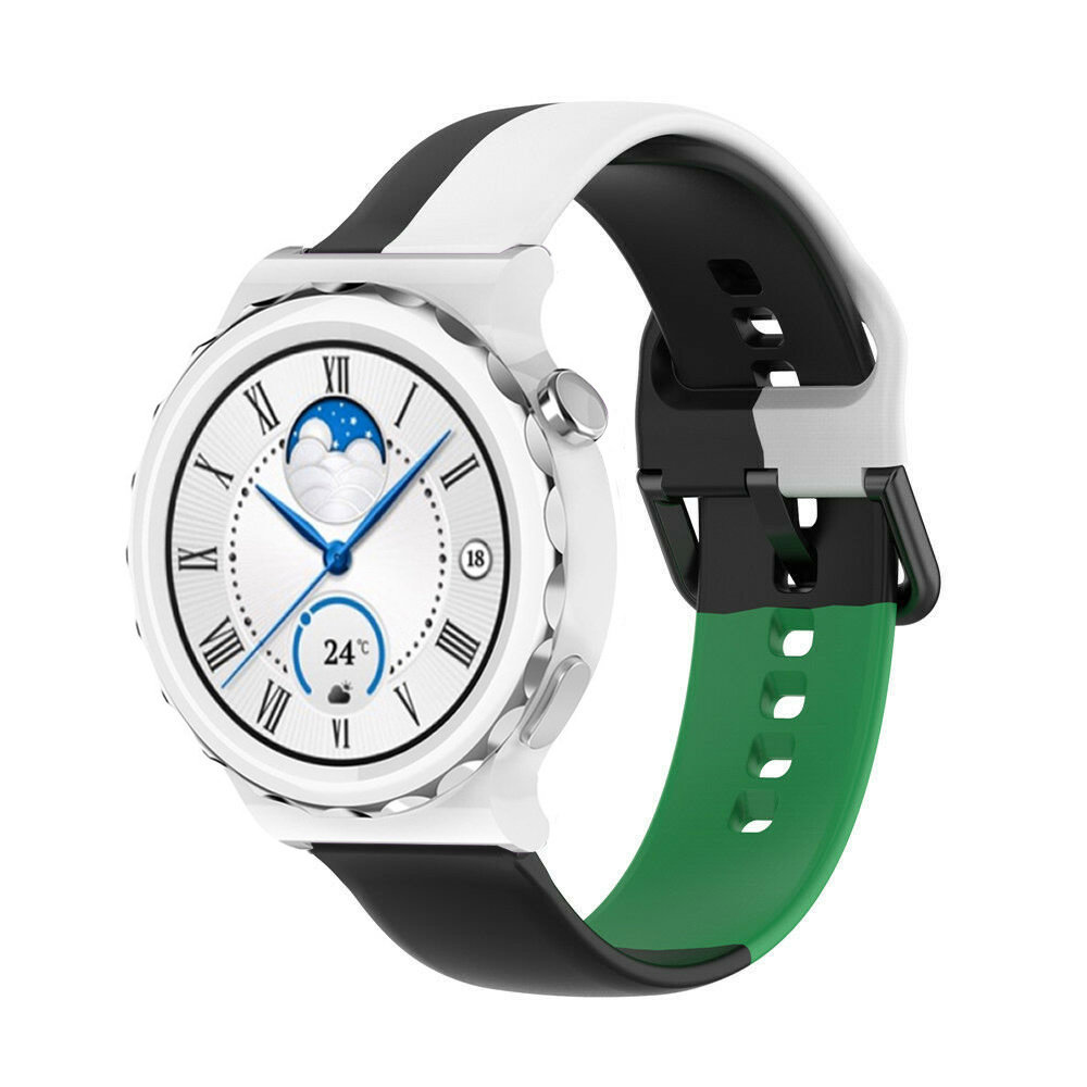 Strap-it Strap-it Bracelet triple sport Huawei Watch GT 3 Pro 43mm (noir-blanc-vert) Strap-it Strap-it Bracelet triple sport Huawei Watch GT 3 Pro 43mm (noir-blanc-vert)