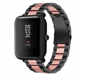 Strap-it Bracelet acier Xiaomi Amazfit Bip (noir/rose)