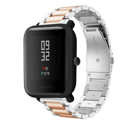 Strap-it Bracelet acier Xiaomi Amazfit Bip (argent/or rose)