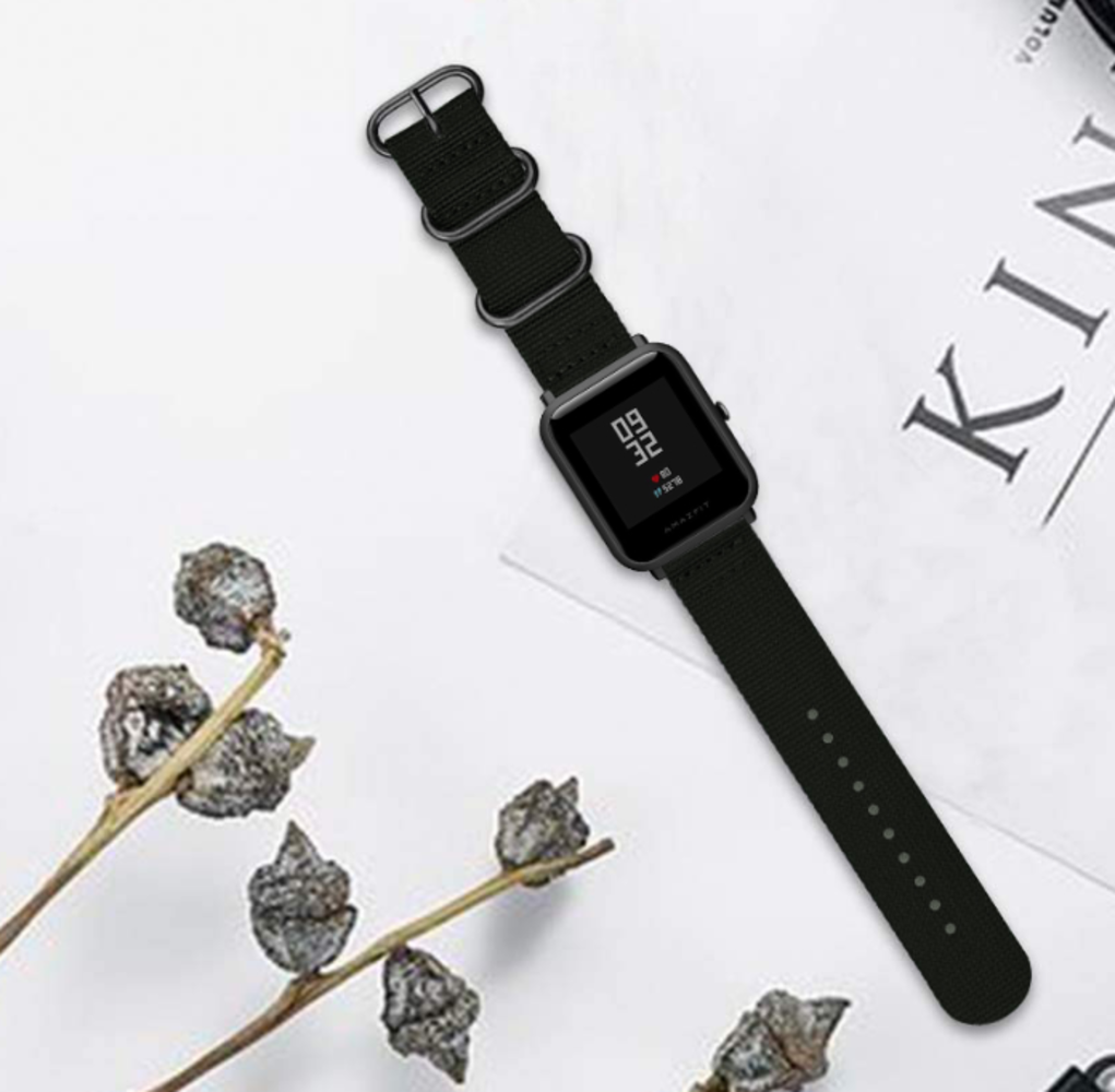 Strap-it Strap-it Bracelet nylon boucle Xiaomi Amazfit GTS (noir)