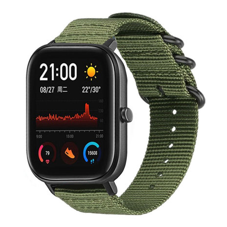 Strap-it Strap-it Bracelet nylon boucle Xiaomi Amazfit GTS (vert)