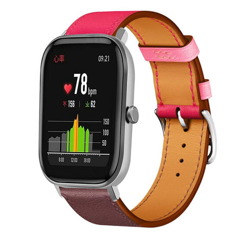 Strap-it Strap-it Bracelet cuir Xiaomi Amazfit GTS (rose vif/rouge marron)