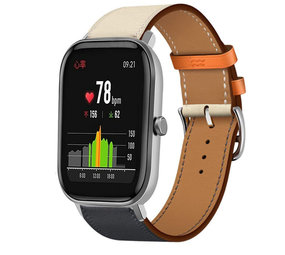 Strap-it Bracelet cuir Xiaomi Amazfit GTS (blanc/bleu foncé)