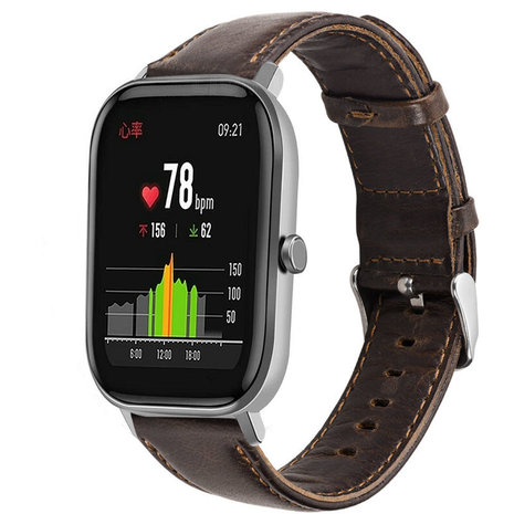 Strap-it Strap-it Bracelet cuir Xiaomi Amazfit GTS (marron foncé)