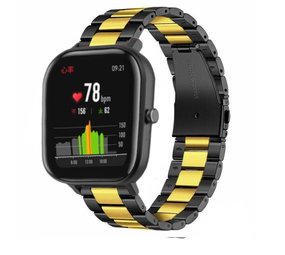 Strap-it Bracelet acier Xiaomi Amazfit GTS (noir/or)