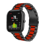 Strap-it Bracelet acier Xiaomi Amazfit GTS (noir/rouge)