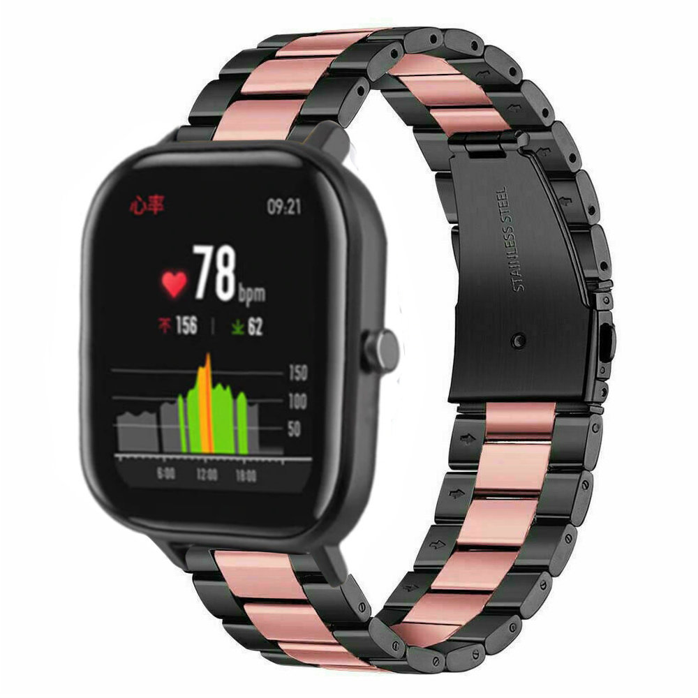 Strap-it Strap-it Bracelet acier Xiaomi Amazfit GTS (noir/rose)