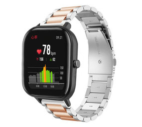 Strap-it Bracelet acier Xiaomi Amazfit GTS (argent/or rose)