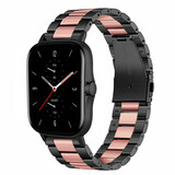Strap-it Bracelet acier Amazfit GTS 2 (noir/rose)