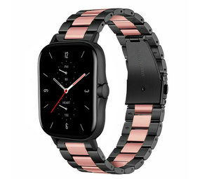 Strap-it Bracelet acier Amazfit GTS 2 (noir/rose)