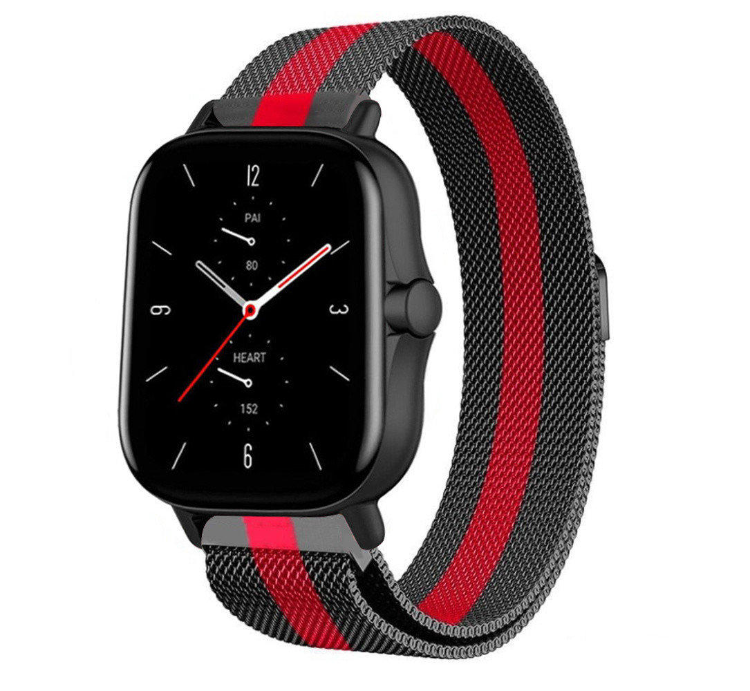 Strap-it Strap-it Bracelet milanais Amazfit GTS 2 (noir/rouge)
