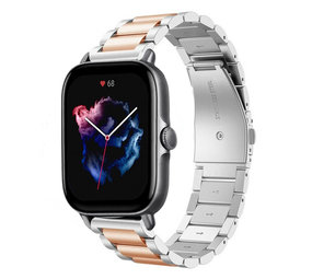 Strap-it Bracelet acier Amazfit GTS 3 (argent/or rose) Strap-it Bracelet acier Amazfit GTS 3 (argent/or rose)