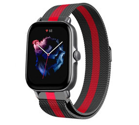 Strap-it Bracelet milanais Amazfit GTS 3 (noir/rouge)