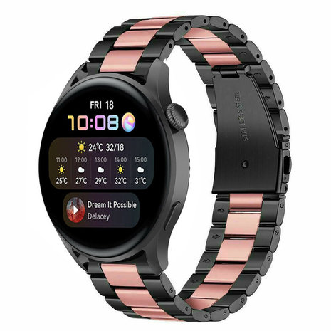 Strap-it Strap-it Bracelet acier Huawei Watch 3 (Pro) (noir/rose)