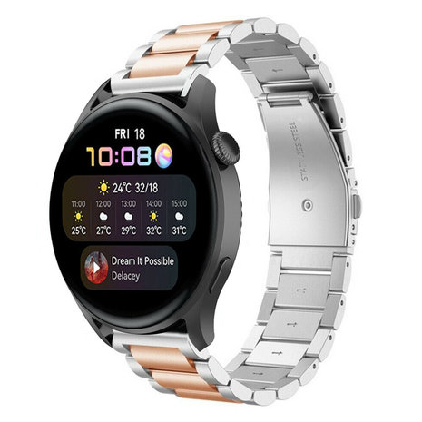 Strap-it Strap-it Bracelet acier Huawei Watch 3 (Pro) (argent/or rose)
