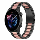 Strap-it Bracelet acier Amazfit GTR 3 (noir/rose)
